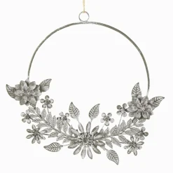 Deko Kranz Blumen shabby chic, filigraner Blumenkranz aus Zink, Türkranz, Ø20cm, Hänger