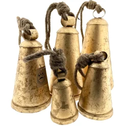 Deko Kuhglocke Eschenlohe Rustikal gold, Glocke mit Klang im Shabby Chic Look, gold-schwarz, 35cm, M