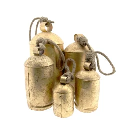 Deko Kuhglocke Schwaigen gold, Glocke mit Klang im Shabby Chic Look, gold-schwarz, 15cm