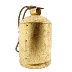 Deko Kuhglocke Schwaigen Rustikal gold, Glocke mit Klang im Shabby Chic Look, gold-schwarz, 30cm