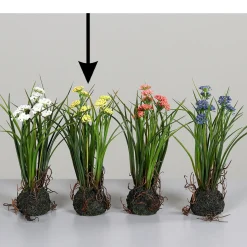 Deko Kunstpflanze Wiesenblume, Wiesenblumen gelb mit Erdballen, 22cm, DPI GmbH