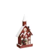 Deko LED Holzkirche beschneit, rot, 18x41cm, battriebetrieben, House of Seasons