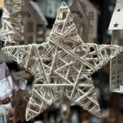 Deko LED Stern Jute-Baumwolle, batteriebetrieben, Ø40cm, mit Timer, 10 LEDs