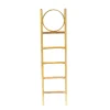 Deko Leiter mit Spiegel, Holzleiter mit rundem Spiegel, 180cm