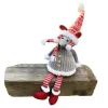Deko Maus, Weihnachtsmaus Albert mit Strickmütze und Schal, Bammelbeine, grau/rot, 43cm