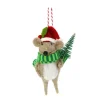 Deko Maus, Weihnachtsmaus aus Filz mit Bäumchen, 14cm, Hänger
