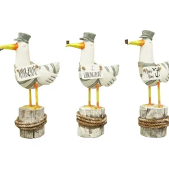 Deko Möwe mit Schild Ankerplatz, Metallmöwe mit Pfeife und Matrosenkappe, 36cm