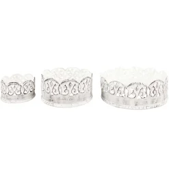 Deko Schale Ornament, Metallschale antik weiß, used look, Ø5cm