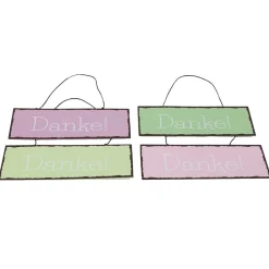 Deko Schild Danke, hellgrün, Metall, 15x5cm, Hänger