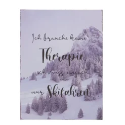 Deko Schild Skifahren used look, Metallschild: Ich brauch keine Therapie..., 40x30cm, Boltze Home Collections