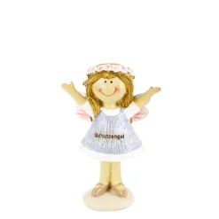 Deko Schutzengel mit Blütenkranz, rosa-grau, 9cm, Polyresin