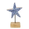 Deko Seestern, Seestern aus Holz mit Lackoberfläche auf Fuß, blau-natur, 12x18cm, DIJK Natural Colle