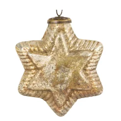 Deko Stern Antik, Glasstern antik silbergold, Weihnachtsstern, 14x15cm, Hänger