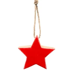 Deko Stern Lack rot, Holzstern Weihnachten, 8x8cm, Hänger