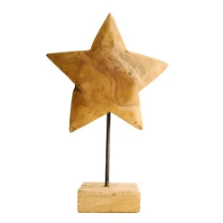 Deko Stern Teakholz, Holzstern Natur auf Holzfuß, Teakstern, 28x40cm, DIJK Natural Collections