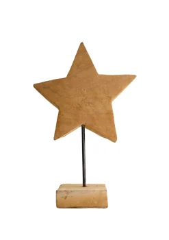Deko Stern Teakholz, Holzstern Natur auf Holzfuß, Teakstern, 28x40cm, DIJK Natural Collections