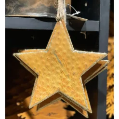 Deko Stern Weihnachten, Roststern mit Goldrand, Ø17cm, Hänger