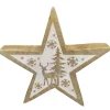 Deko Stern Winter, Holzstern mit Hirsch, Eiskristall und Tannenbaum, natur-weiß, 20x20cm