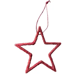 Deko Sterne bordeauxrot, Weihnachtssterne mit Glimmer, Ø7cm, 20 St/Beutel, Hänger