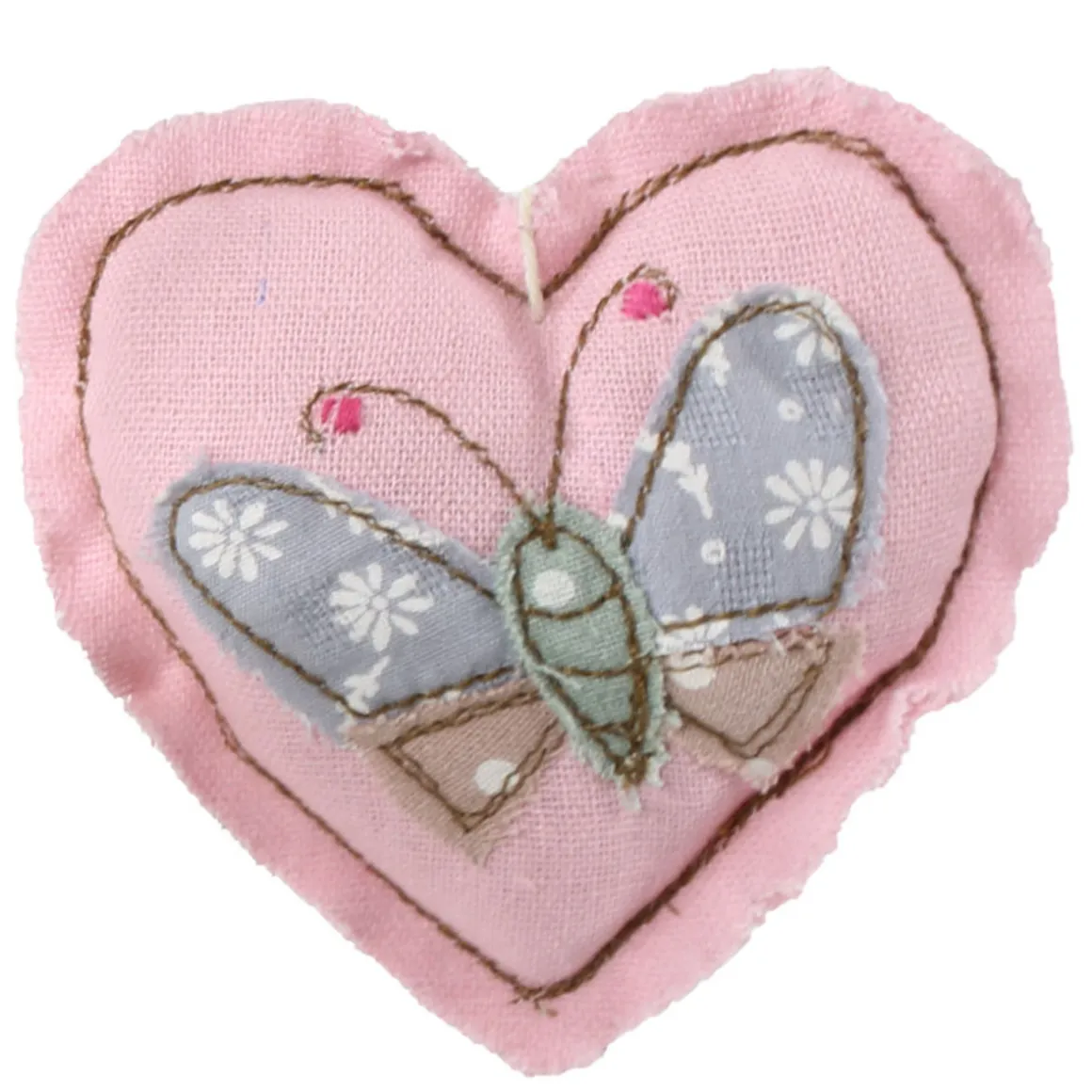 Deko Stoff-Herz, mit Schmetterlinge, Blumen, 3fach sortiert, 9x9cm, Hänger