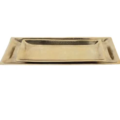 Deko Tablett antik gold, Tablett länglich, 35x14cm, Metall