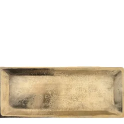 Deko Tablett antik gold, Tablett länglich, 35x14cm, Metall