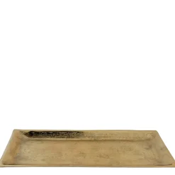 Deko Tablett antik gold, Tablett gold - länglich, 48x19cm, Metall