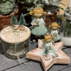 Deko Tannenbaum beschneit, kleine Bastelbäumchen beschneit, Winter grün-weiß, 7x3cm, 24St/Box