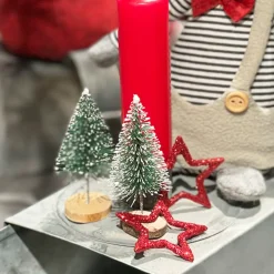 Deko Tannenbaum beschneit, kleine Bastelbäumchen beschneit, Winter grün-weiß, 7x3cm, 24St/Box