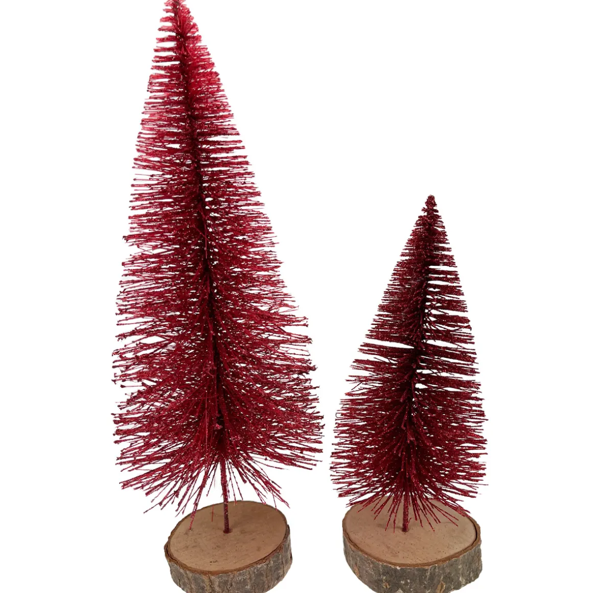 Deko Tannenbaum, roter Tannenbaum mit Glimmer, auf Holzsockel, 26cm
