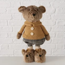 Deko Teddy mit Pumphose und Hundeschuhe, Teddyjunge mit Teleskopbeine, 34cm bis 54cm, Boltze Home Collection