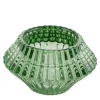 Deko Teelichtglas Ufo, Windlicht aus Glas gestreift grün, 7x4cm