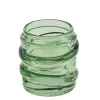 Deko Teelichtglas Wellenform, Windlicht aus Glas grün, 7x8cm