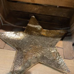 Deko Teller Stern Antiklook gold, Kerzenteller, Plätzchenteller, Weihnachtsteller, Ø45cm
