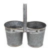 Deko Topf, Doppeltopf mit Henkel, grau used look, 23x11cm, Metall