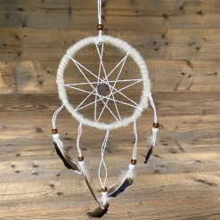Deko Traumfänger Boho, Dreamcatcher mit Federn, braun oder creme, Ø15cm
