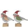 Deko Vogel mit Mütze und Schleife, Wintervogel aus Metall, 17cm