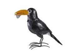 Deko Vogel Rabe, Metallrabe mit Blume, 27x32cm, Medusa