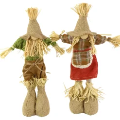 Deko Vogelscheuche Frau, Vogelscheuche aus Jute und Stoff, 36cm