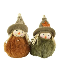 Deko Vogelscheuchen Halloween, Plüsch Vogelscheuche orange und grün, 12cm, Hänger