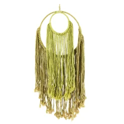 Deko Wandhänger Boho, 2 Ringe mit Makrameegarn, grün, 65x27cm, Hänger