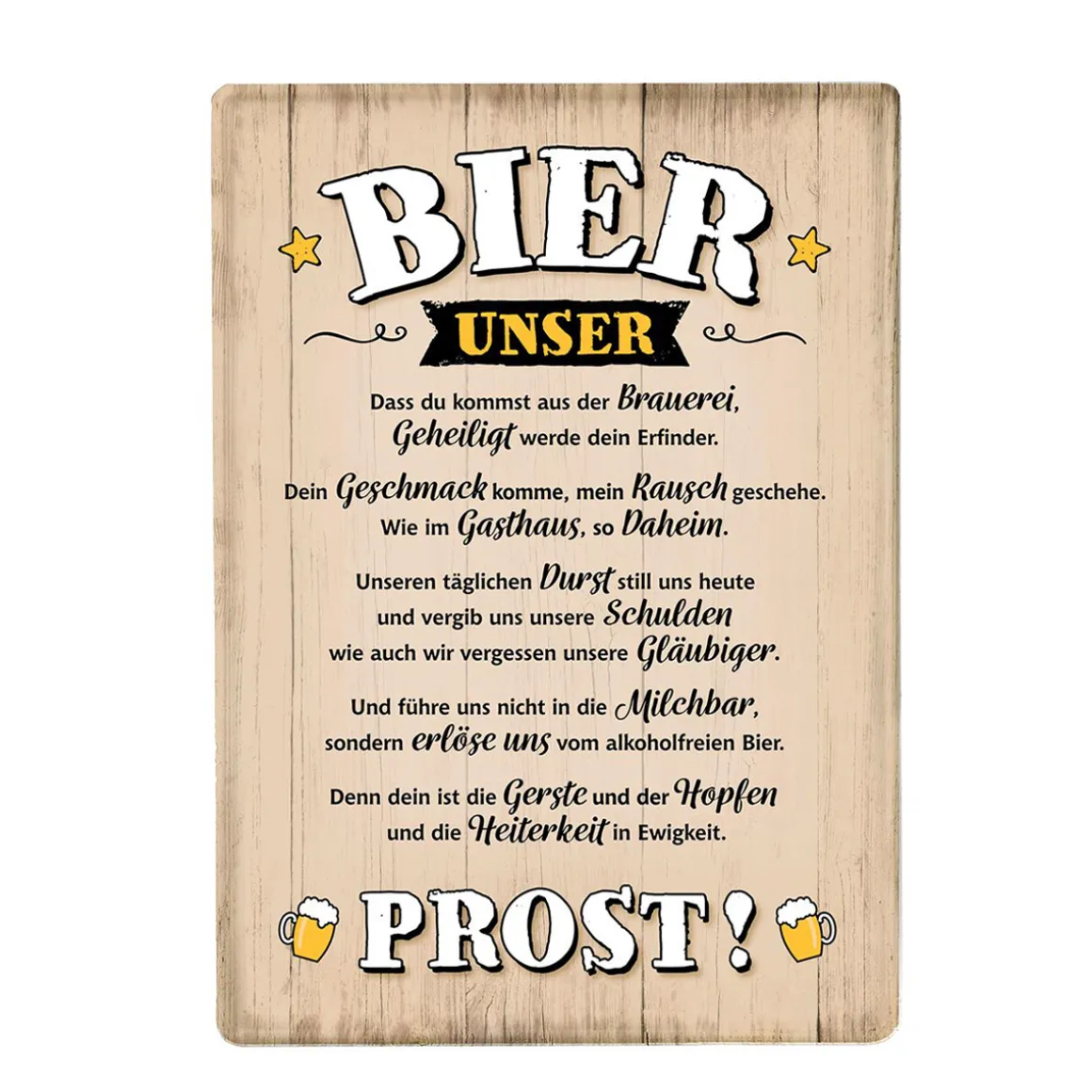 Deko Wandschild Bier, Metallschild Bier unser...Prost, 42x30cm, Gilde