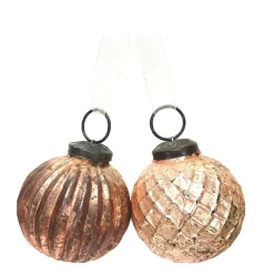 Deko Weihnachtskugeln Antik rose, Kugeln mit Ornamente, antik look rose, Ø5cm, Set/2