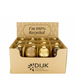 Deko Weihnachtskugeln aus Glas beige/braun, Ø8cm, DIJK Natural Collections