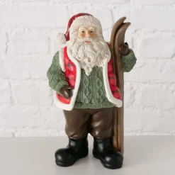 Deko Weihnachtsmann Marino, Nikolaus mit Ski und Strickpullover, 25cm, Boltze Home Collections