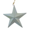 Deko Weihnachtsstern, Holzstern glänzend grau used look, Ø10cm, Hänger