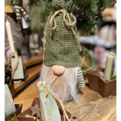 Deko Wichtel, kleiner Weihnachtswichtel mit Kaffeebecher to go, 28cm