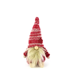 Deko Wichtel Niko, Stoffwichtel mit langem Bart und Strickmütze, 21cm