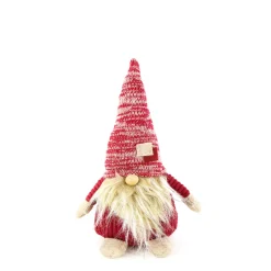 Deko Wichtel Niko, Stoffwichtel mit langem Bart und Strickmütze, 21cm