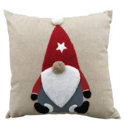 Deko Wichtelkissen Dans, Kissen mit einem Weihnachtswichtel, rot-weiß, 40x40cm